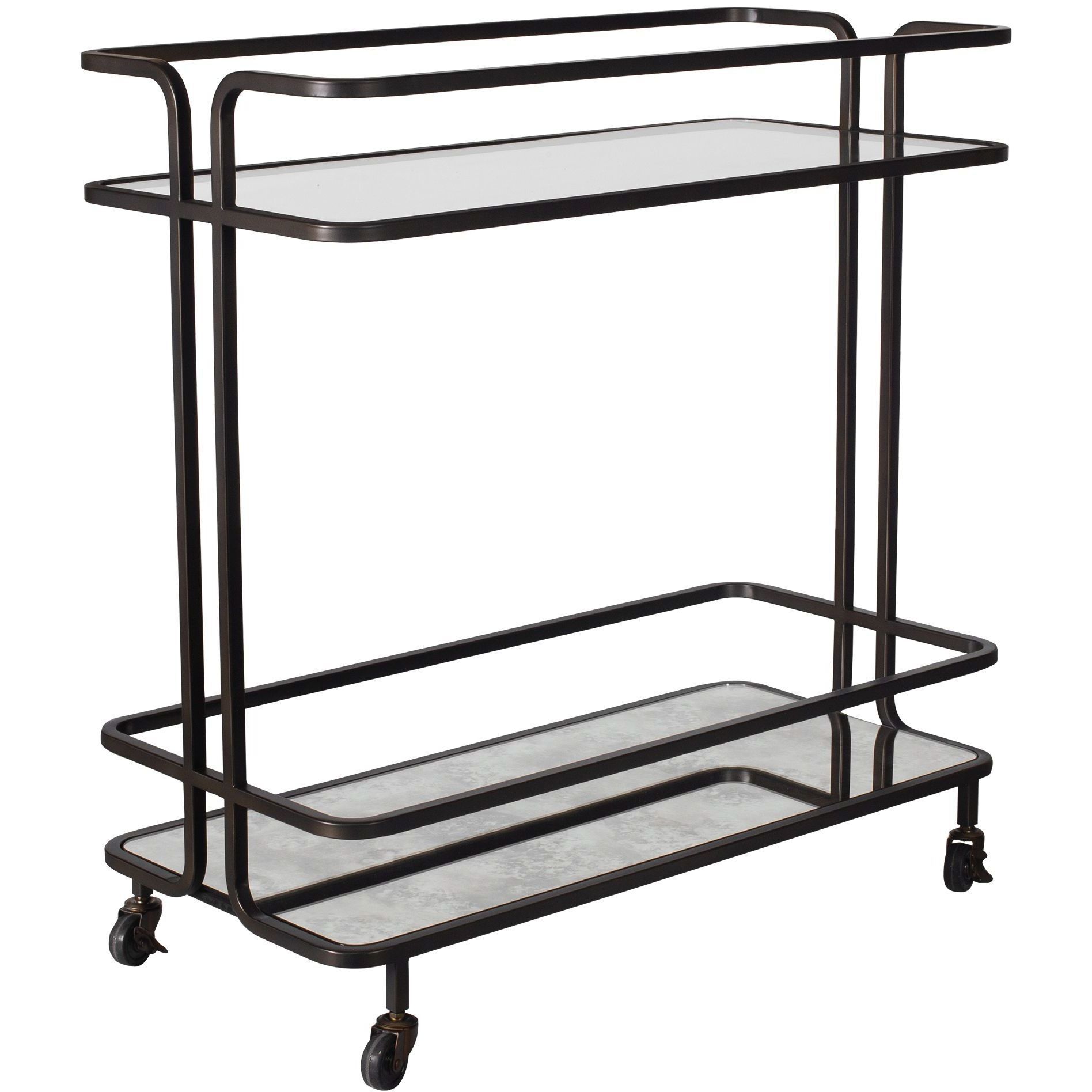 Erivo Bronze and Clear Glass Bar Cart