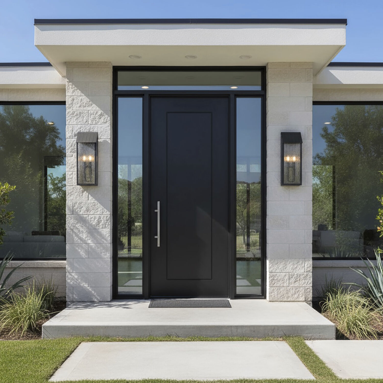 Point 2 Light 21.5 inch Black and Brass Outdoor Wall Sconce