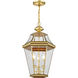 Georgetown 3 Light 13 inch Polished Brass Outdoor Pendant Lantern