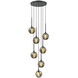 Jemyca 7 Light 19.75 inch Matte Black Pendant Ceiling Light in Matte Black and Smoke