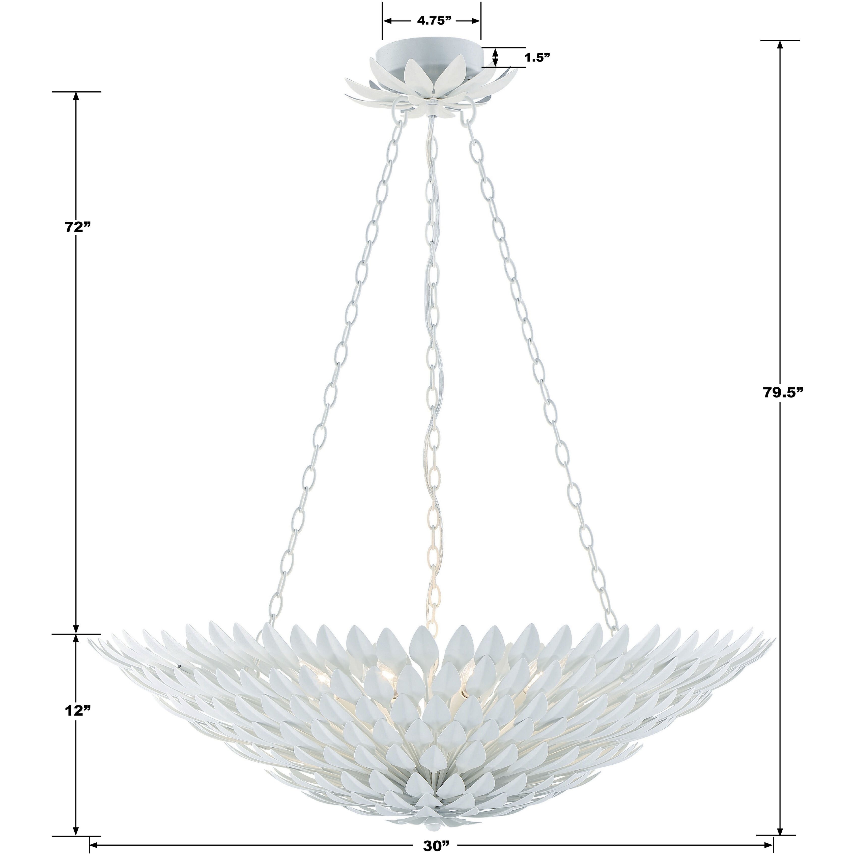 Broche 8 Light 30 inch Matte White Chandelier Ceiling Light