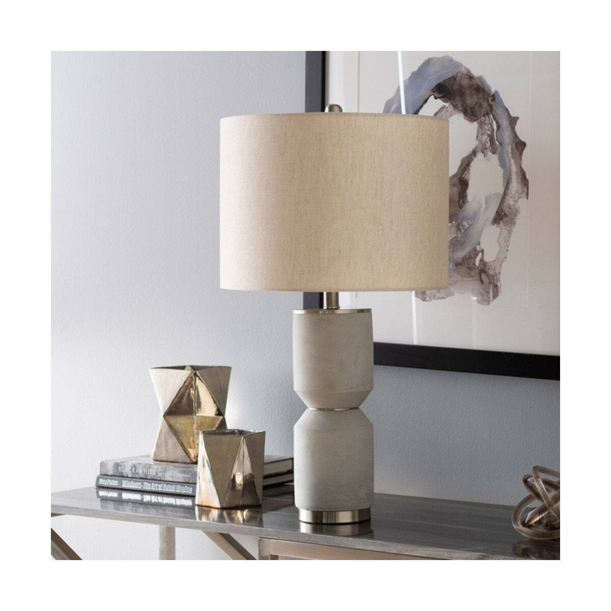 Wells 27 inch 100 watt Gray Table Lamp Portable Light