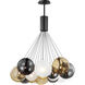 Burst LED 35.25 inch Black Multi-Light Pendant Ceiling Light in Multi Color