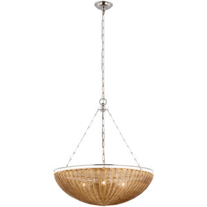 Chapman & Myers Clovis LED 28 inch Polished Nickel and Natural Wicker Chandelier Ceiling Light, Medium