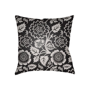 Moody Floral 22 X 22 inch Light Gray and Black Outdoor Throw Pillow