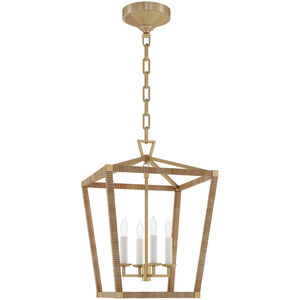 Chapman & Myers Darlana5 LED 12.5 inch Antique-Burnished Brass and Natural Rattan Wrapped Lantern Ceiling Light, Small
