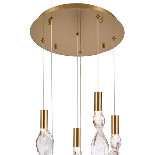 Aurora LED 16 inch Natural Brass Pendant Ceiling Light, Converts to Flush Mount