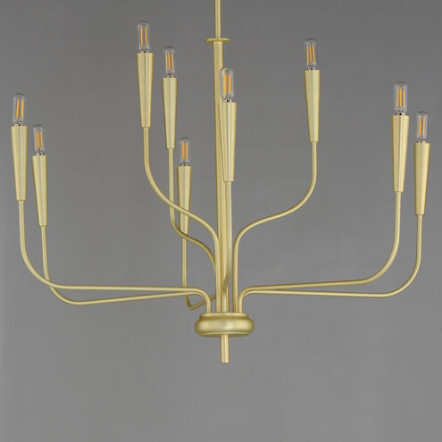 Vela 9 Light 32 inch Satin Brass Multi-Tier Chandelier Ceiling Light