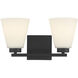 Strayhan 2 Light 13 inch Matte Black Bathroom Vanity Light Wall Light