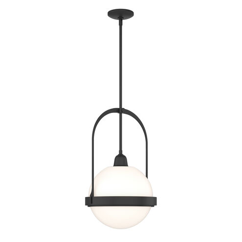 Atlas 1 Light 13.9 inch Black Pendant Ceiling Light in Opal