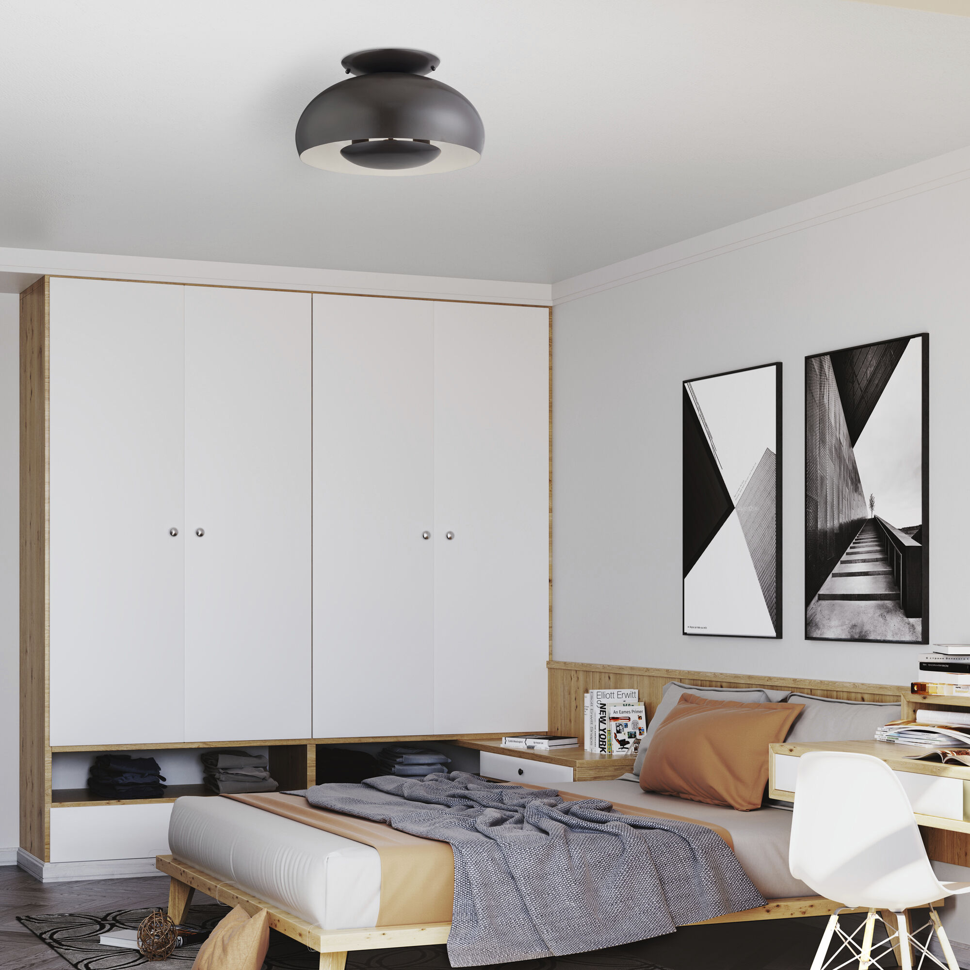 Domma 3 Light 17 inch English Bronze Semi Flush Mount Ceiling Light, Large