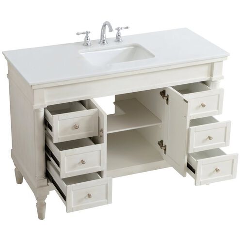 Lexington 48 X 21.5 X 35 inch Antique White Vanity Sink Set