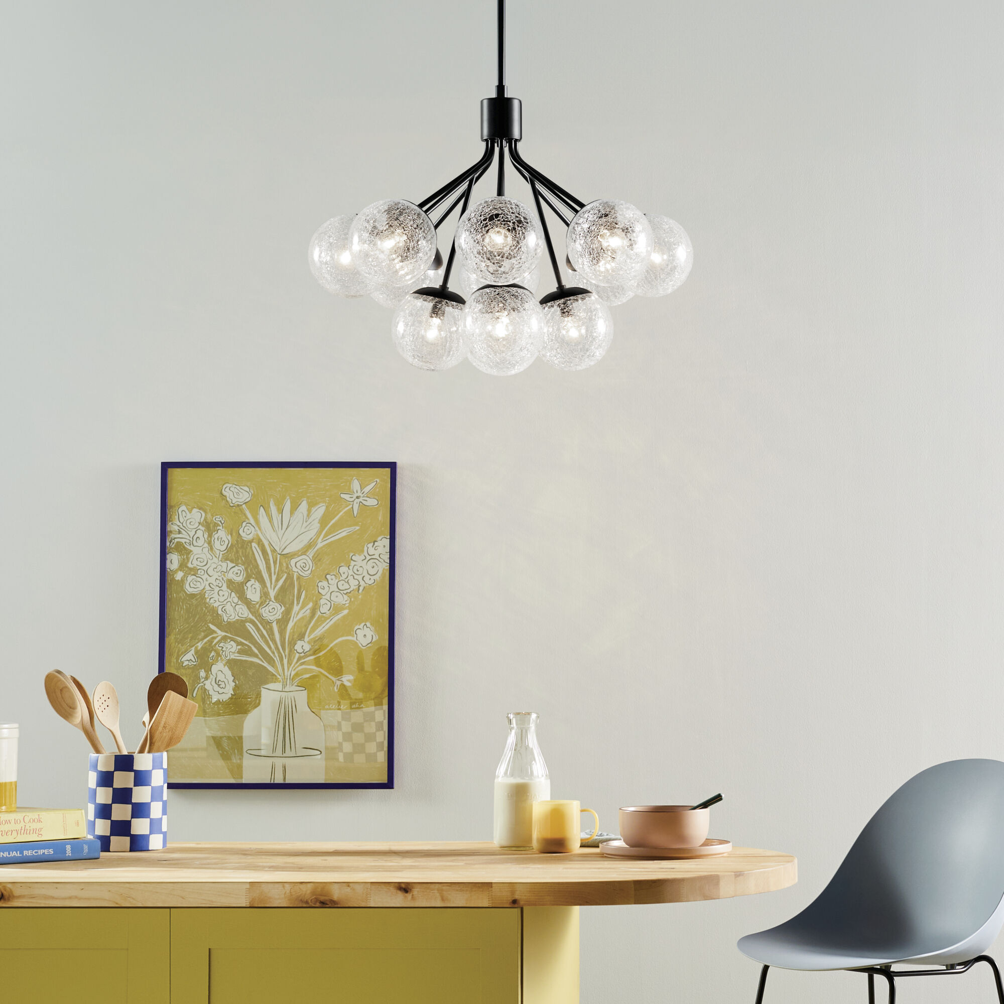 Silvarious 12 Light Black Chandelier/Semi Flush Ceiling Light