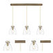 Newton Bell 3 Light 39.75 inch Brushed Brass Linear Pendant Ceiling Light in Clear Glass