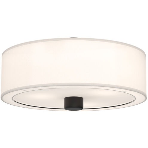 Alora Mood Theo 3 Light 24 inch Matte Black/White Linen Flush Mount Ceiling Light
