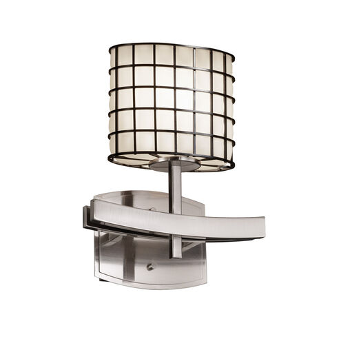Wire Glass LED 9 inch Brushed Nickel ADA Wall Sconce Wall Light in 700 Lm LED, Swirl with Clear Bubbles, Archway
