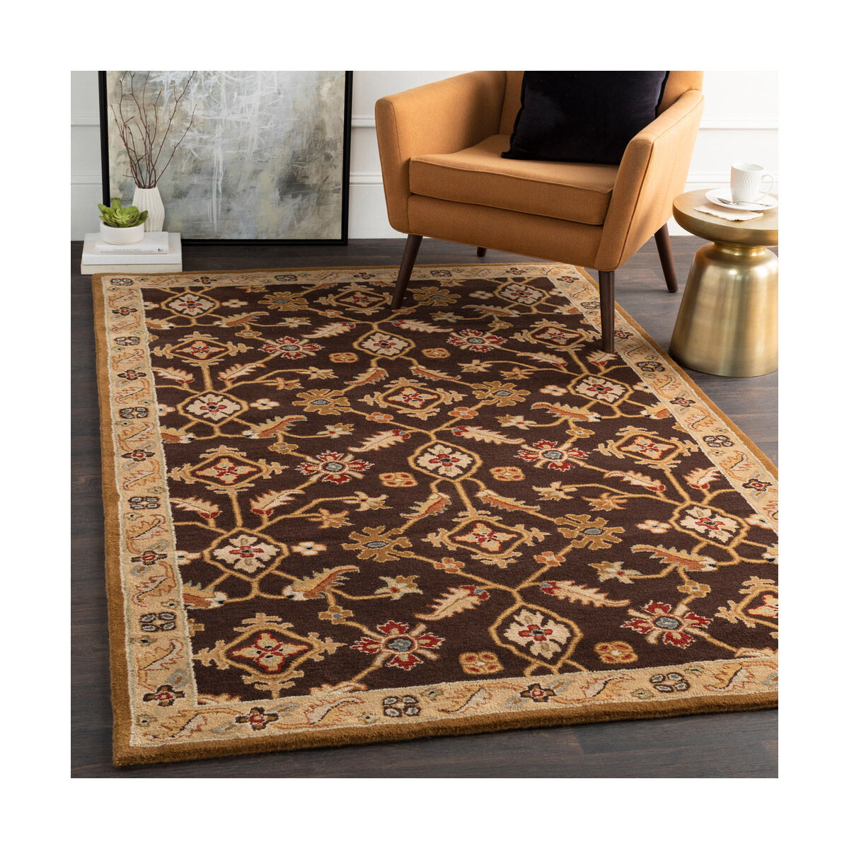 Caesar 72 X 48 inch Dark Brown/Camel/Wheat/Khaki/Medium Gray/Rust Rugs, Wool
