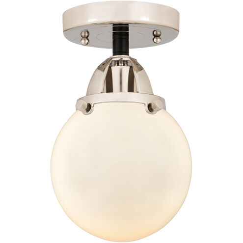 Nouveau 2 Beacon LED 6 inch Black Polished Nickel Semi-Flush Mount Ceiling Light in Matte White Glass
