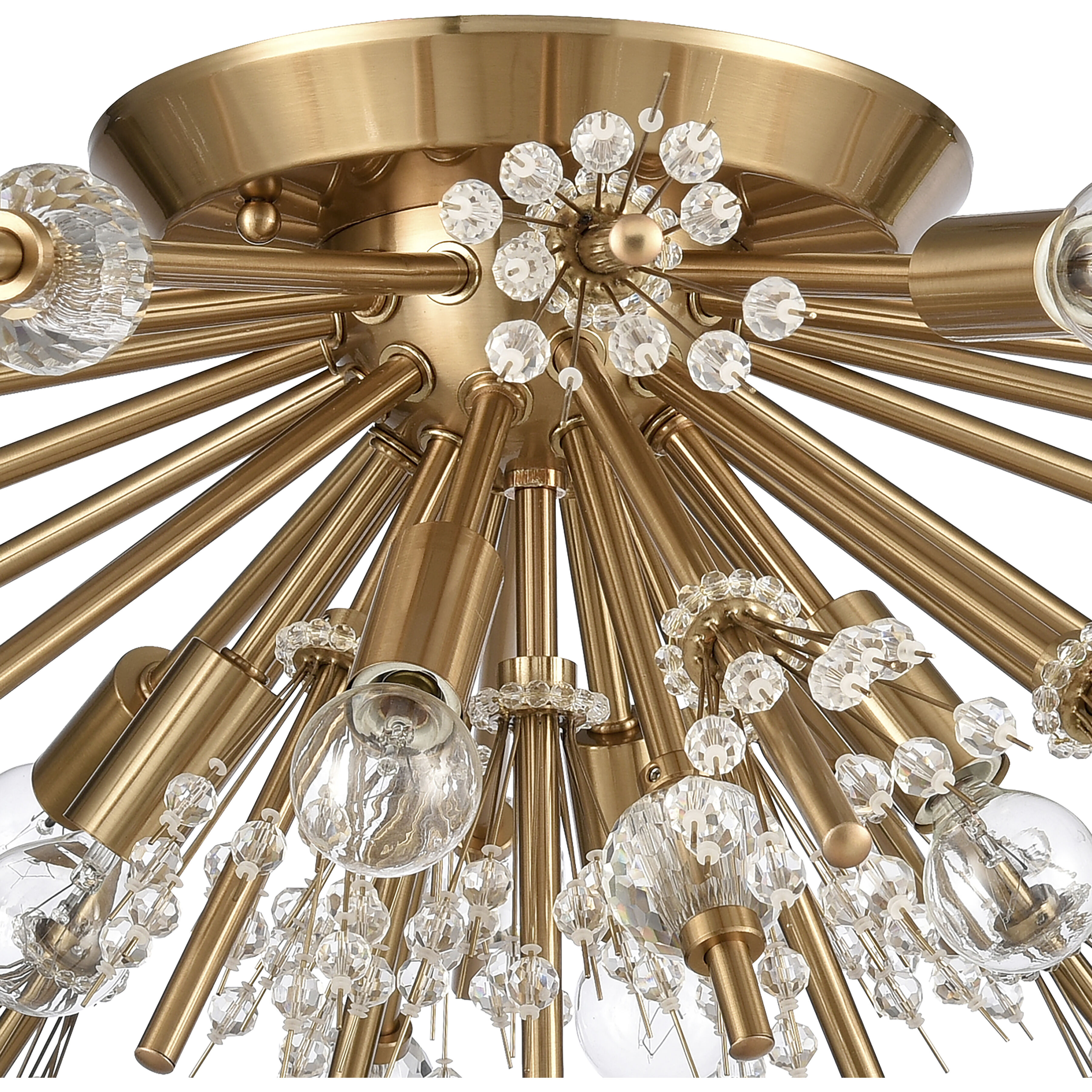 Starburst 8 Light 26 inch Satin Brass Semi Flush Mount Ceiling Light