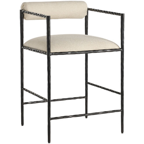Barbana 33 inch Oxford White and Natural Iron Counter Stool