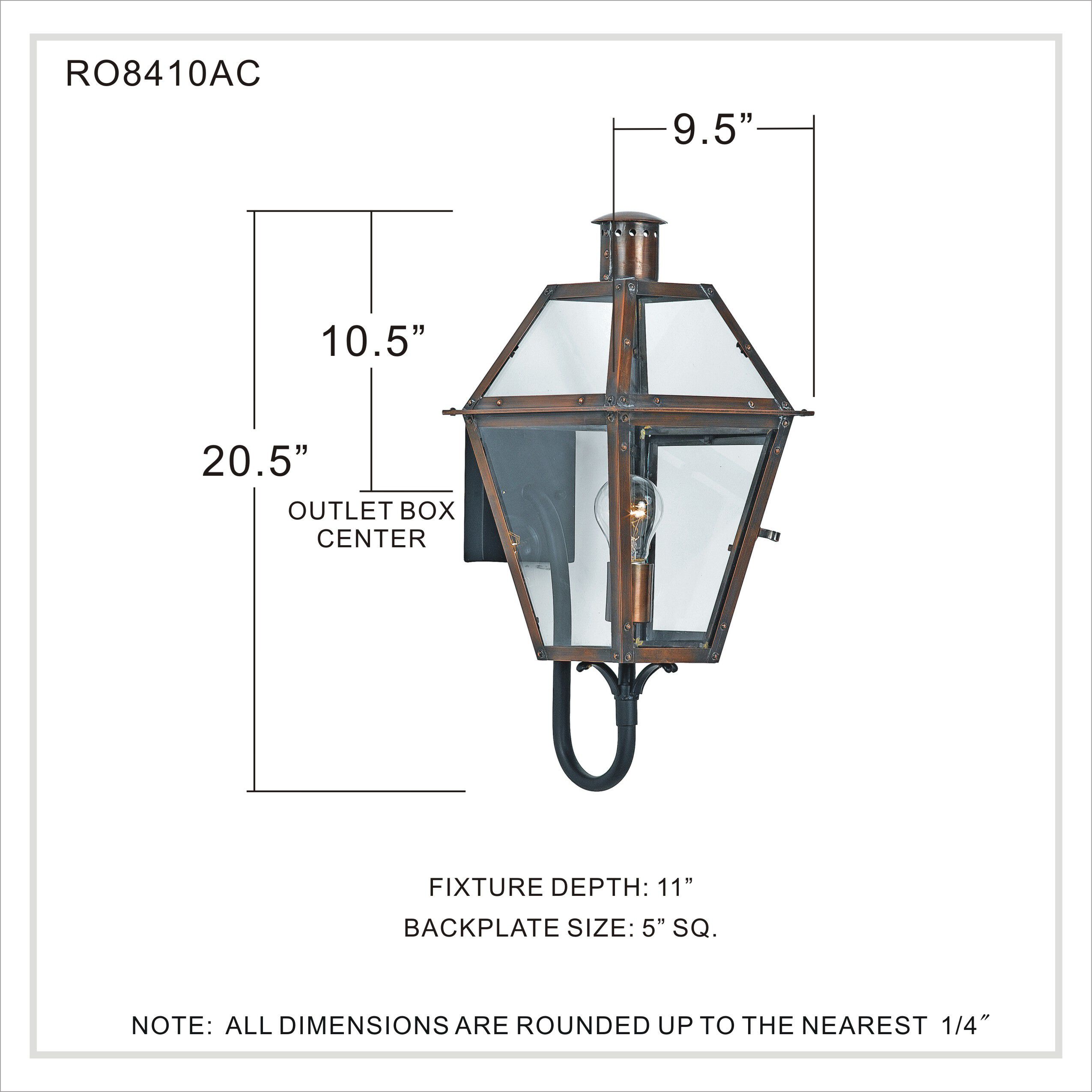 Rue De Royal 1 Light 21 inch Aged Copper Outdoor Wall Lantern 