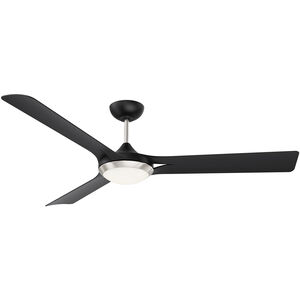Ori 60 inch Black and Satin Nickel with Black Blades Indoor Ceiling Fan