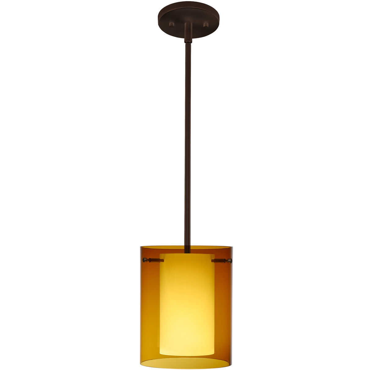 Pahu 8 1 Light Bronze Stem Pendant Ceiling Light in Incandescent, Transparent Armagnac/Opal Glass