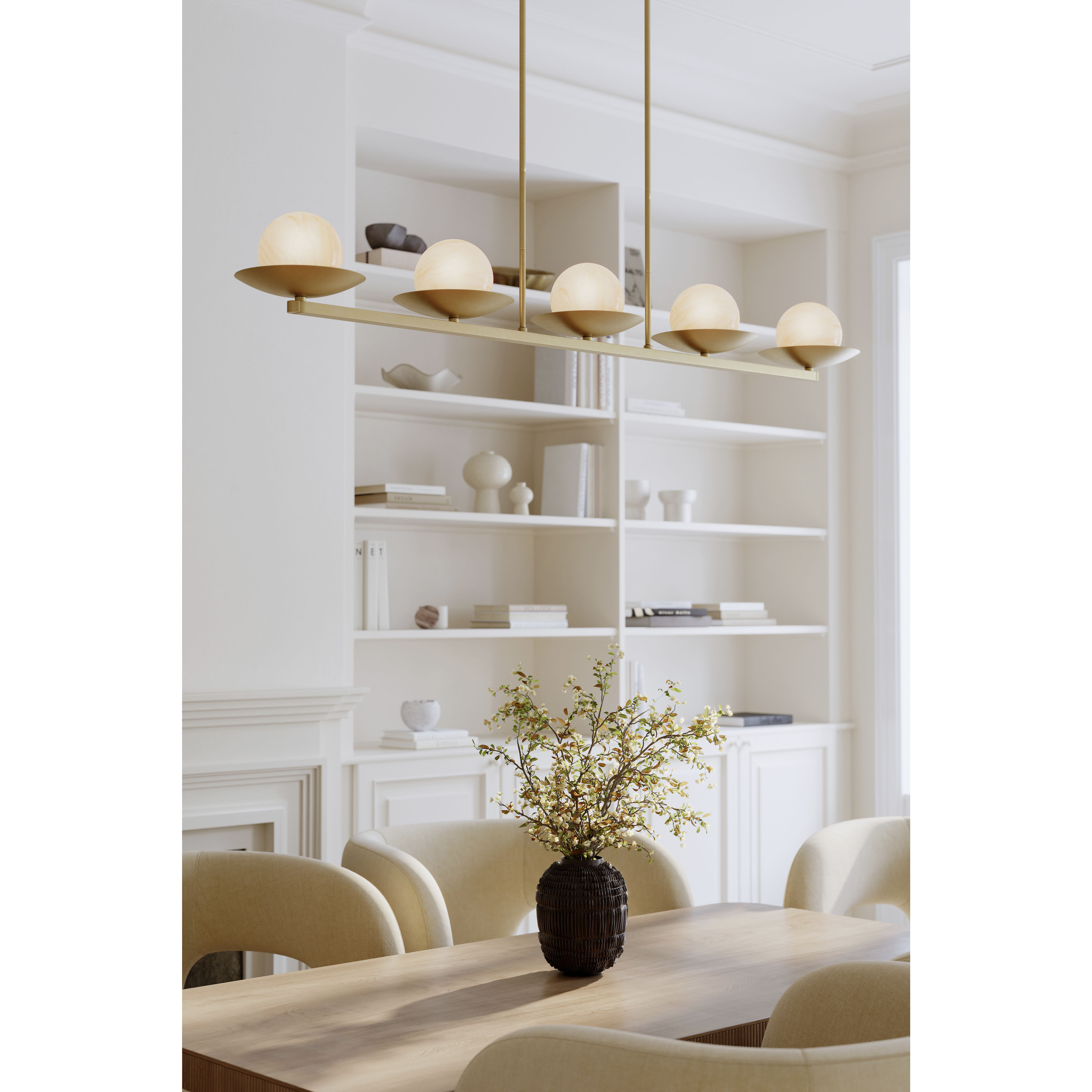 Olenne 5 Light 64 inch Legacy Brass Linear Chandelier Ceiling Light