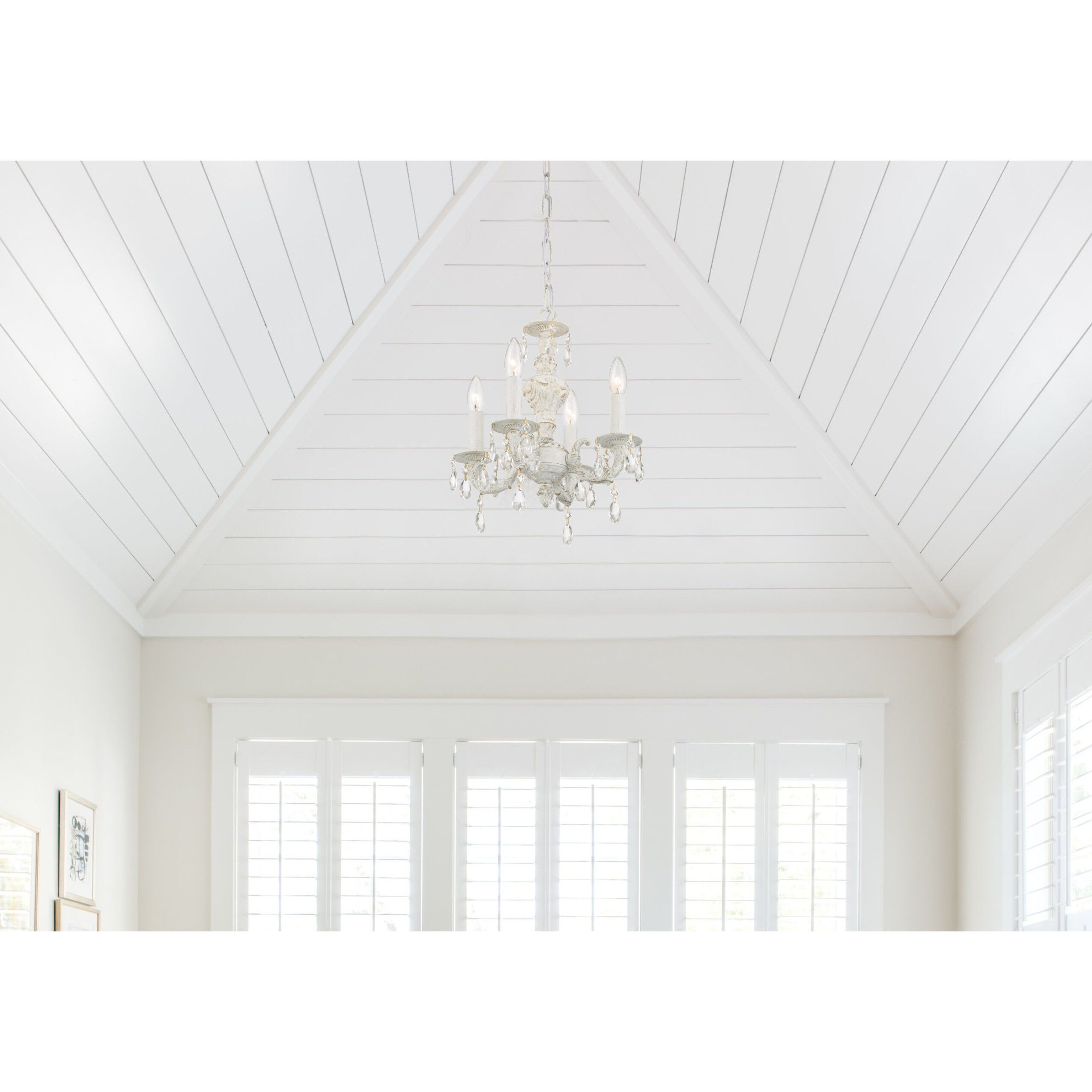 Paris Market 4 Light 13.5 inch Antique White Mini Chandelier Ceiling Light in Clear Hand Cut