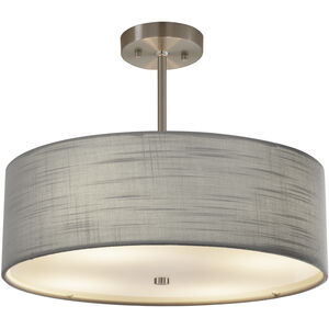 Textile 3 Light 18 inch Brushed Nickel Drum Pendant Ceiling Light, Classic Family, EVOLV