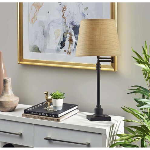 Dante 26 inch 60.00 watt Black Metal Table Lamp Portable Light, Simplee Adesso