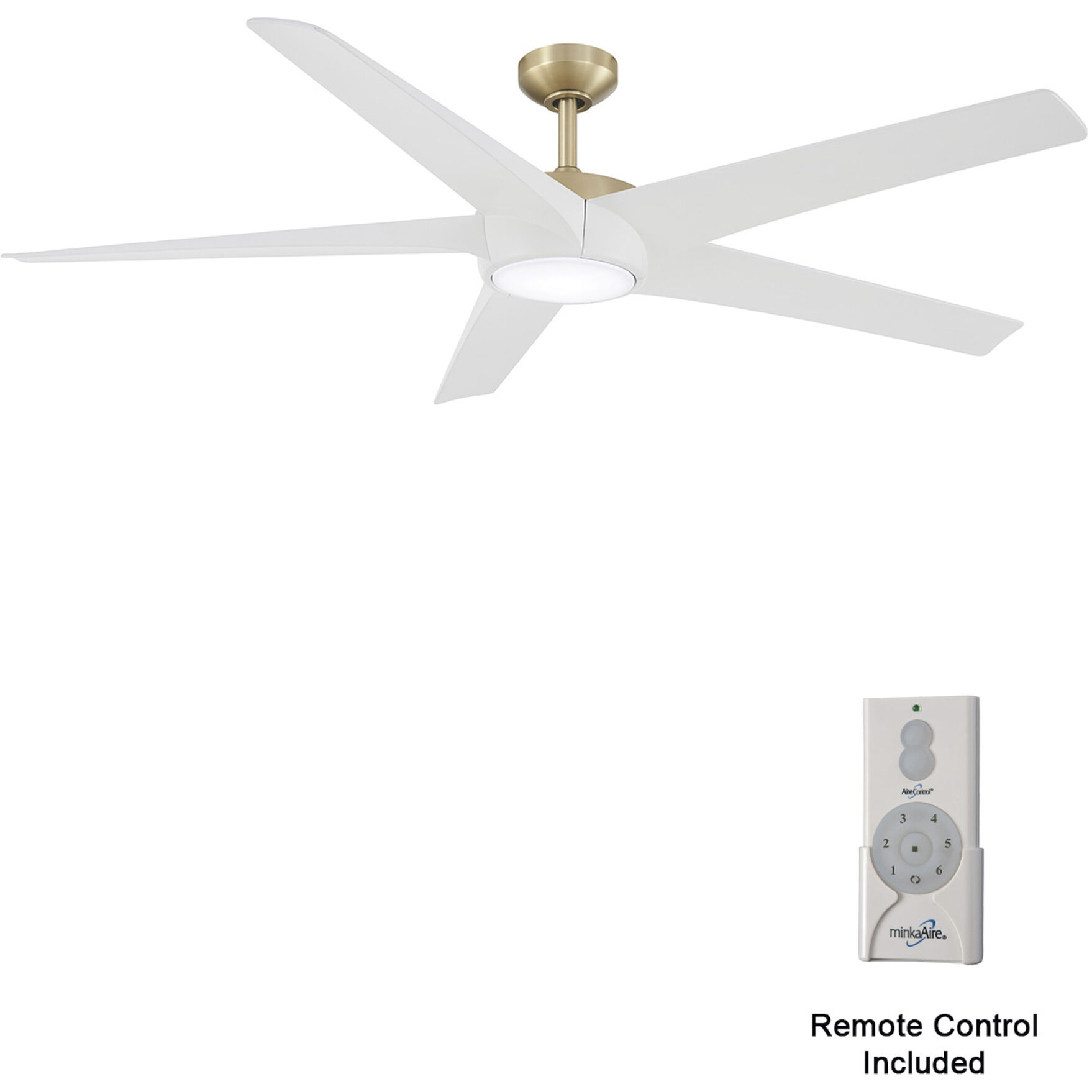 Skymaster 64 inch Soft Brass with Flat White Blades Ceiling Fan