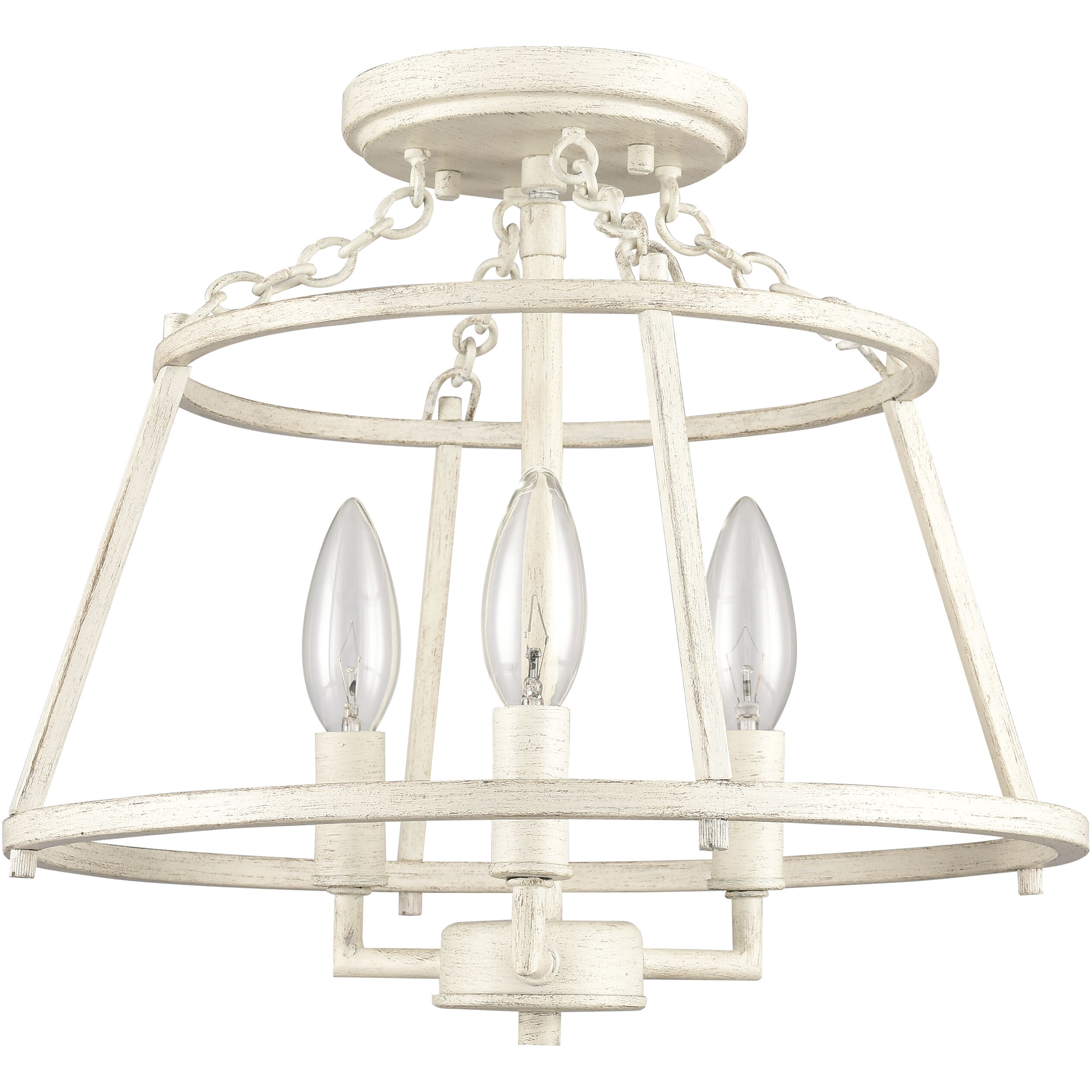 Joanie 3 Light 13 inch Antique White Semi Flush Mount Ceiling Light