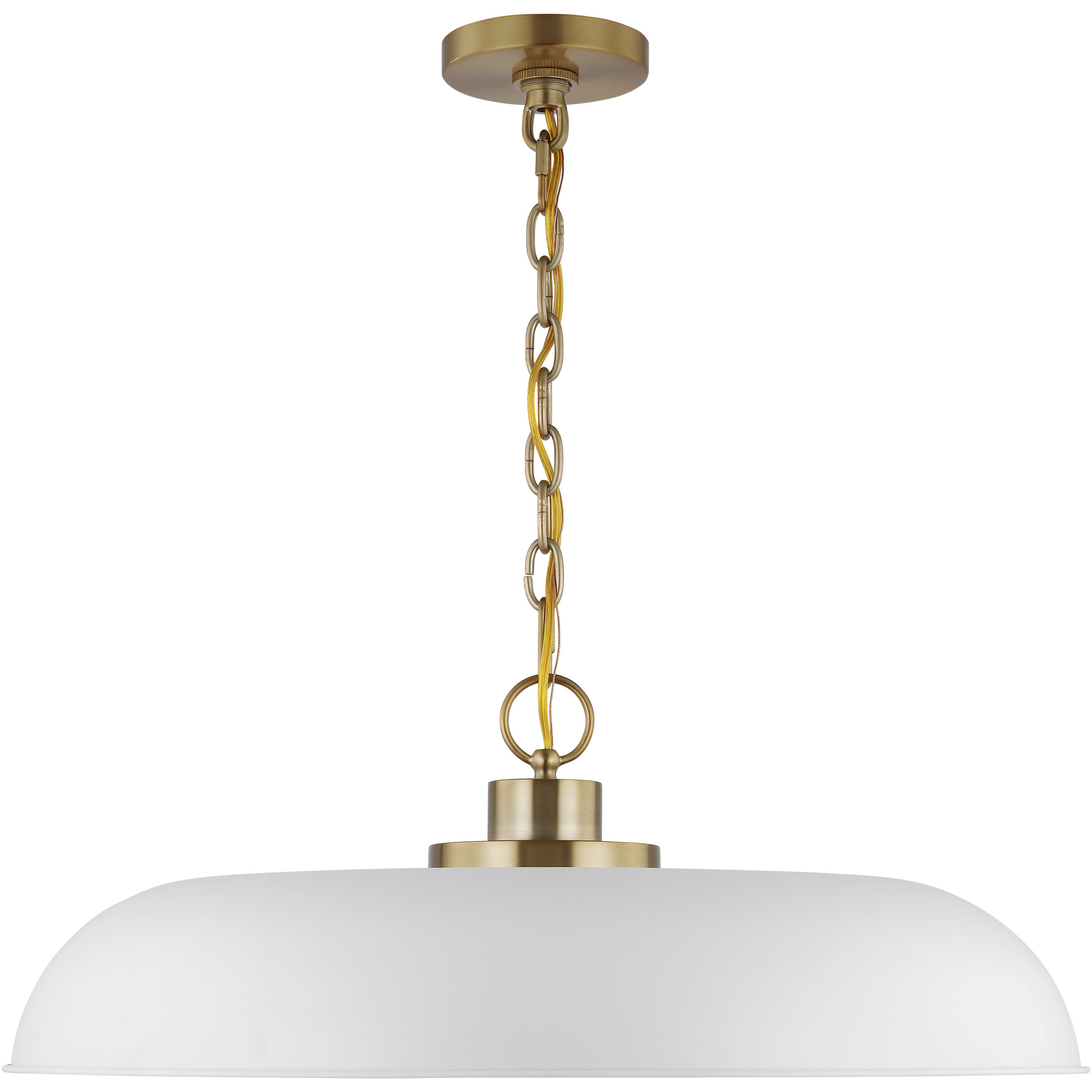 Colony 1 Light 24 inch Matte White/Burnished Brass Pendant Ceiling Light