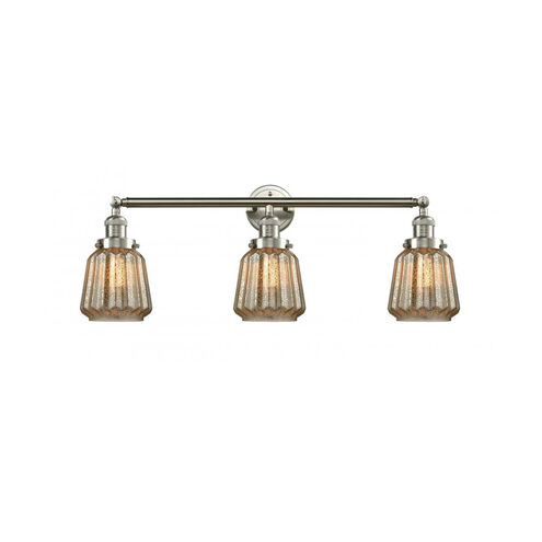 Franklin Restoration Chatham 3 Light 30 inch Brushed Satin Nickel Bath Vanity Light Wall Light in Mercury Glass, Franklin Restoration