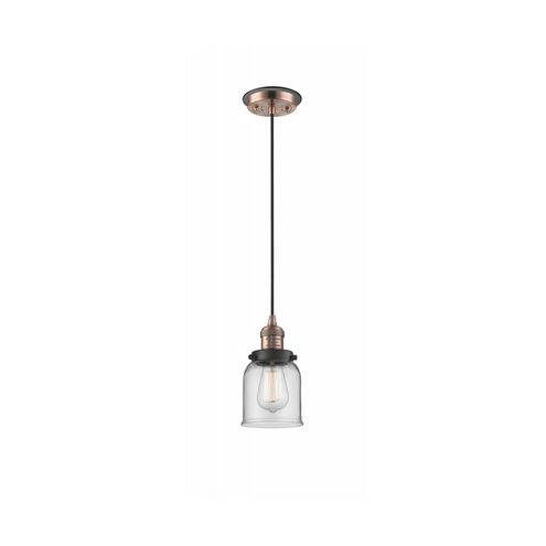 Franklin Restoration Small Bell 1 Light 5 inch Antique Copper Mini Pendant Ceiling Light in Clear Glass