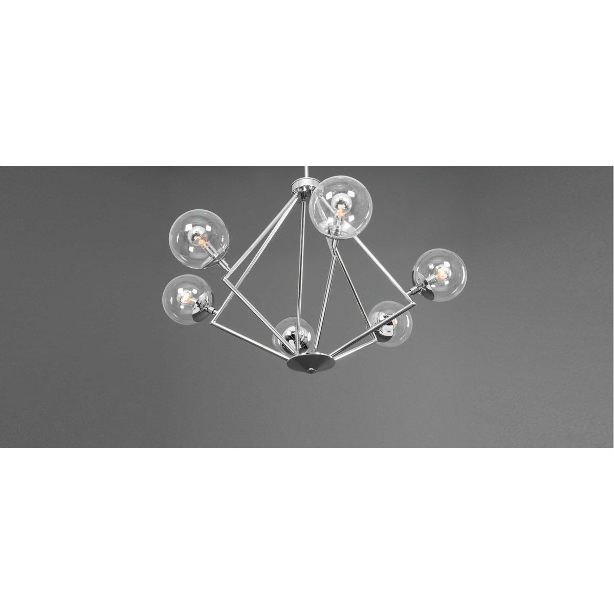 Mod 6 Light 34 inch Polished Chrome Chandelier Ceiling Light, Design Series