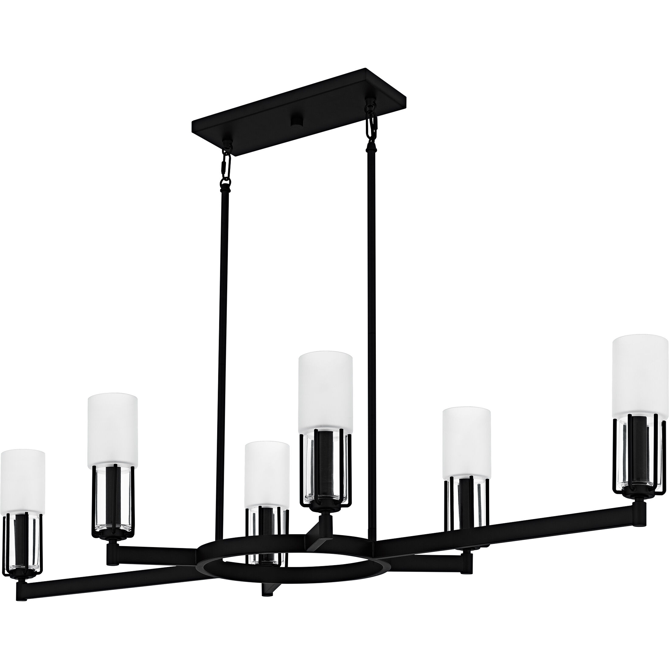 Cruz 6 Light 48 inch Matte Black Linear Chandelier Ceiling Light, Large