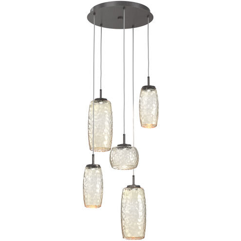 Vessel LED Graphite Multi-Pendant Ceiling Light in Amber, 2700K LED