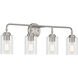 Stowe 4 Light 31 inch Brushed Polished Nickel Vanity Light Wall Light