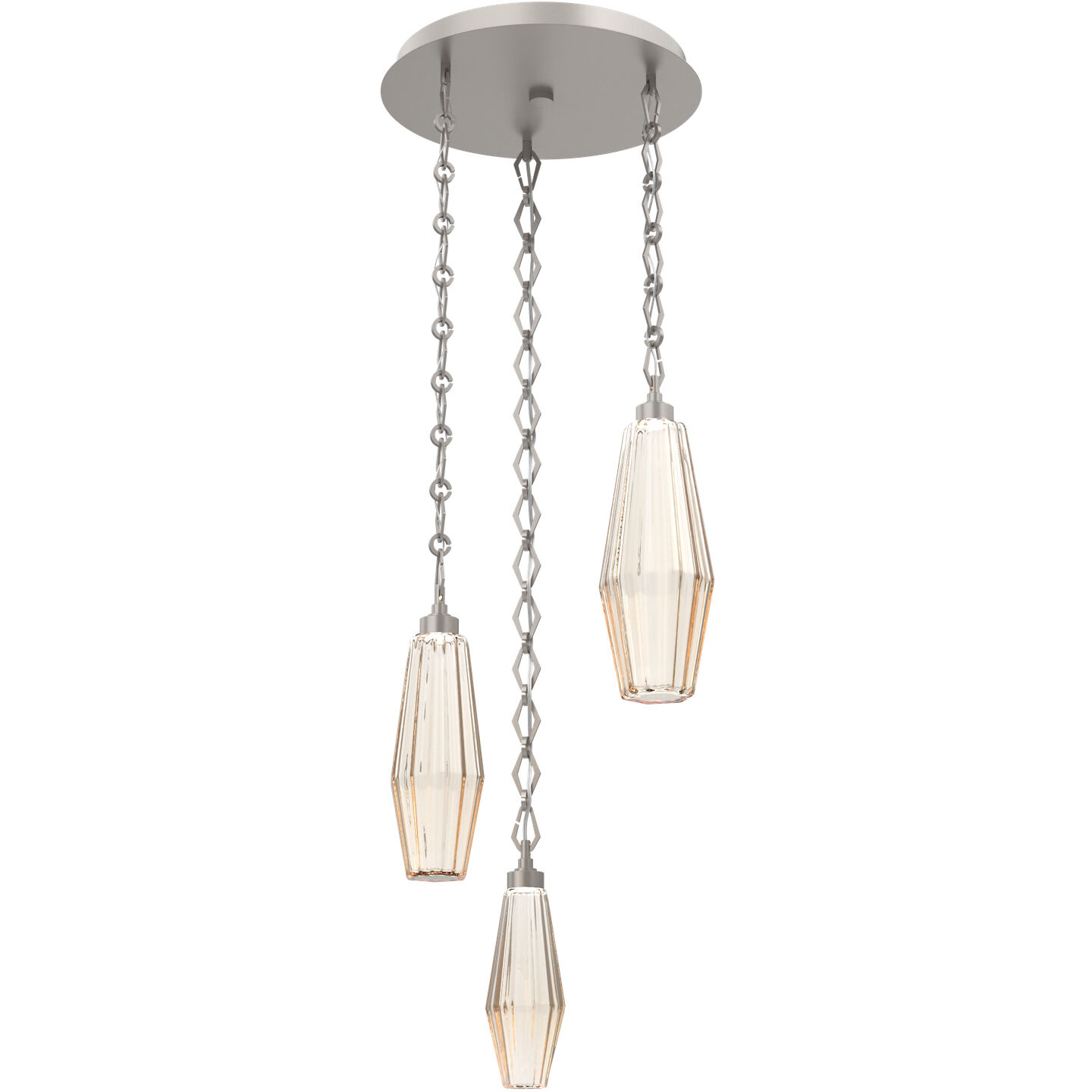 Aalto LED 17.8 inch Beige Silver Multi-Pendant Ceiling Light in Amber, 2700K LED, Diamond Chain