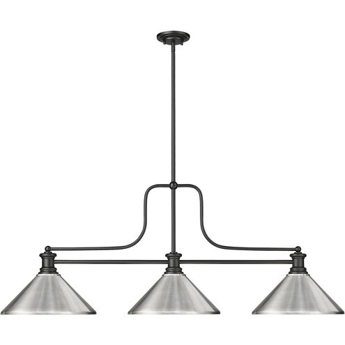 Melange 3 Light 52 inch Matte Black Billiard Ceiling Light in Brushed Nickel Steel