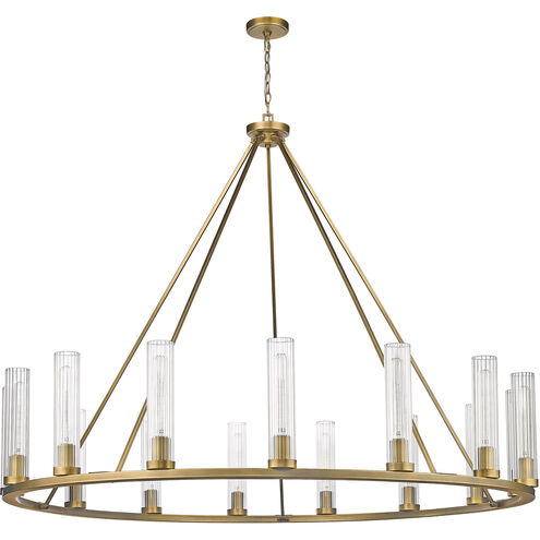 Beau 15 Light 60 inch Rubbed Brass Chandelier Ceiling Light 
