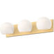 Alora Mood Willow 3 Light 22.63 inch Brushed Gold Bath Vanity Light Wall Light in Opal Glass