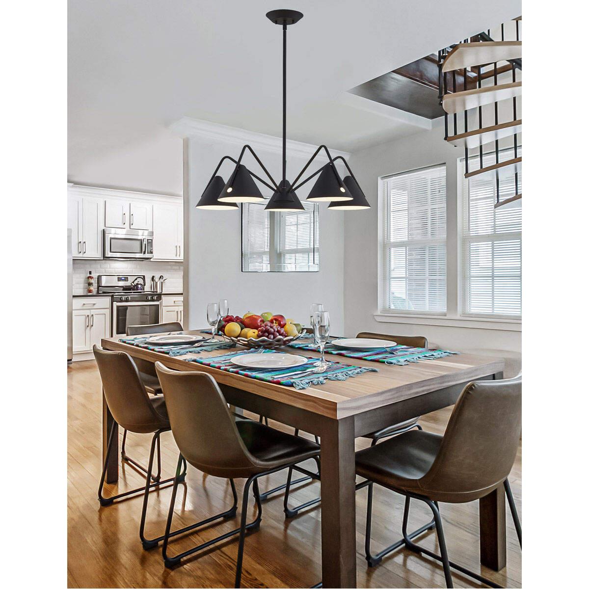 EVOLV LED 28 inch Matte Black - Textured Chandelier Ceiling Light