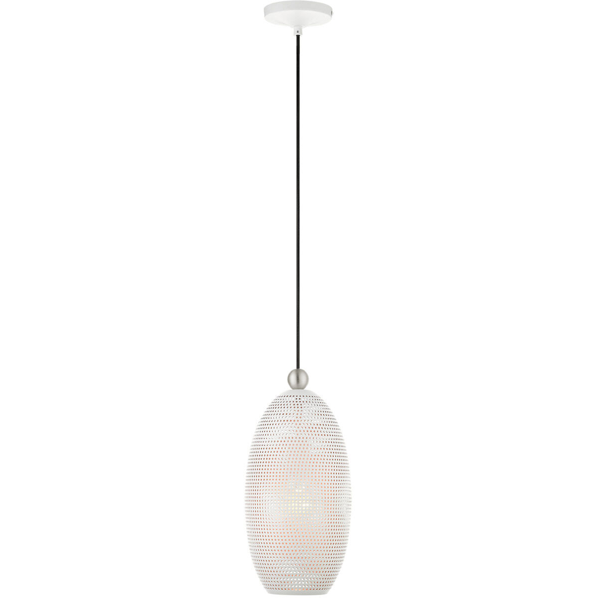 Dublin 1 Light 7 inch White with Brushed Nickel Accents Pendant Ceiling Light