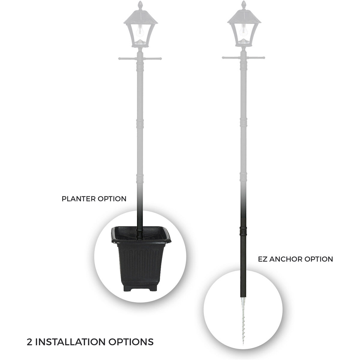Baytown LED 77 inch Black Lamp Post Set