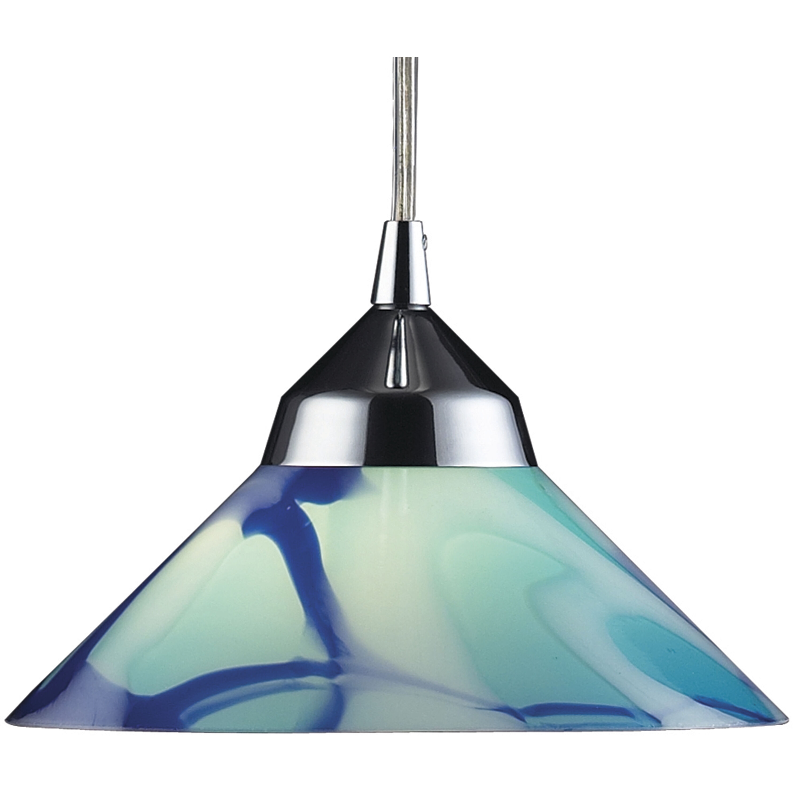 Refraction LED 7 inch Polished Chrome with Caribbean Mini Pendant Ceiling Light in Carribean