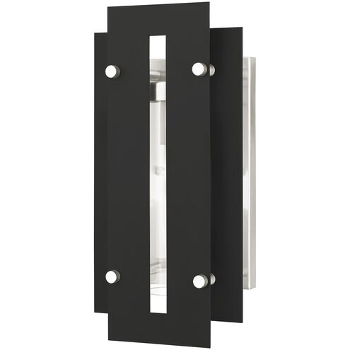 Utrecht 1 Light 14 inch Black with Brushed Nickel Accents Outdoor Wall Lantern