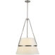 Alora Mood Oliver 1 Light 18 inch Brushed Nickel and White Linen Pendant Ceiling Light